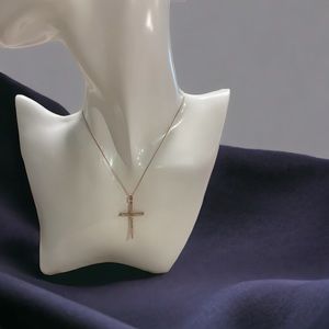 18k Pink Gold Cross Necklace